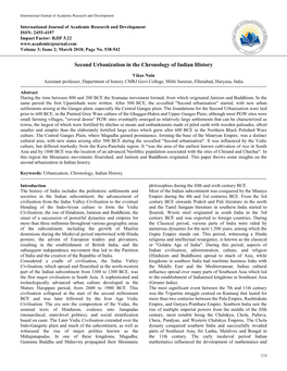 Second Urbanization in the Chronology of Indian History