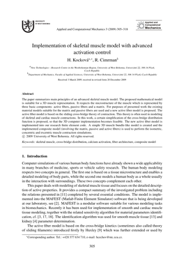 Implementation of Skeletal Muscle Model with Advanced Activation Control H