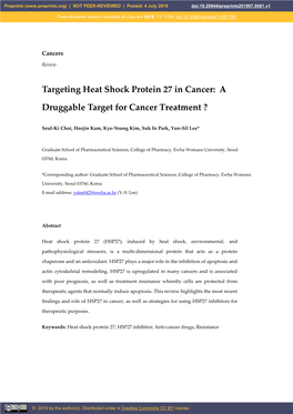 Targeting Heat Shock Protein 27 in Cancer: A