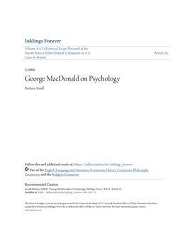 George Macdonald on Psychology Barbara Amell