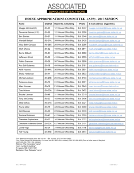 House Appropriations Committee - (App) - 2017 Session