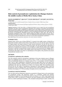 Risk Control of Groundwater Exploitation for Zhangye Basin in the Middle Reaches of Heihe River Basin, China