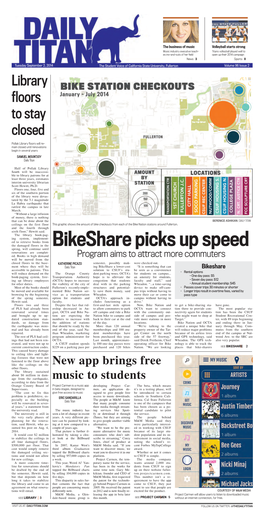 Bikeshare Picks up Speed Spring, Will Continue Until Renovations Are Complet- Ed