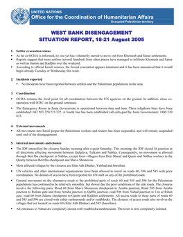 Office for the Coordination of Humanitarian Affairs Occupied Palestinian Territory