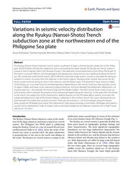 Variations in Seismic Velocity Distribution Along the Ryukyu