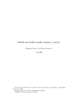 Wealth and Wealth Transfer Taxation: a Survey.1