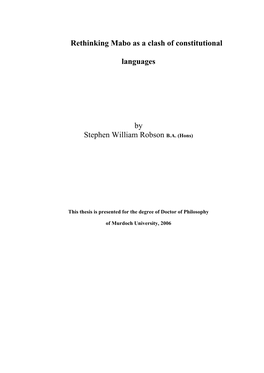 Rethinking Mabo As a Clash of Constitutional Languages