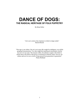 Dance of Dogs: the Radical Heritage of Folk Puppetry