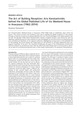 The Art of Building Reception: Aris Konstantinidis Behind +LVWRULHV the Global Published Life of His Weekend House in Anavyssos (1962–2014)