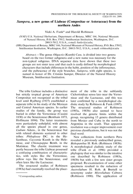 Sampera, a New Genus of Liabeae (Compositae Or Asteraceae) from the Northern Andes