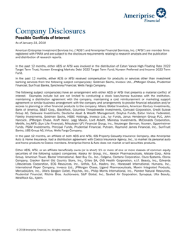 Company Disclosures Possible Conflicts of Interest As of January 31, 2018