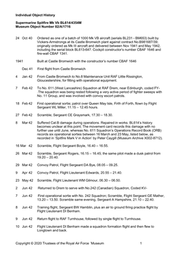 Copyright © 2020 Trustees of the Royal Air Force Museum 1 11 Jun 42 Flight Lieutenant Benham Made Two Air to Air Firing Practice Flights