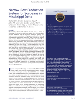 Narrow-Row Production System for Soybeans in Mississippi Delta