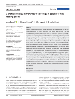 Genetic Diversity Mirrors Trophic Ecology in Coral Reef Fish Feeding Guilds