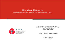 Blackhole Networks an Underestimated Source for Information Leaks