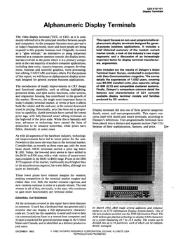 Alphanumeric Display Terminals