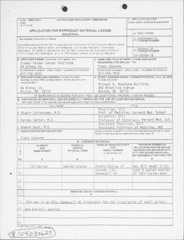 Application for Renewal of License 20-09568-18,Authorizing Use of Cs