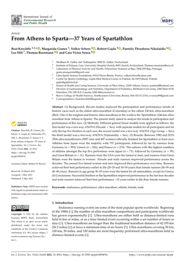 From Athens to Sparta—37 Years of Spartathlon