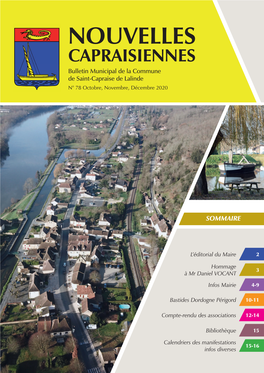 Nouvelles Capraisiennes Bulletin Municipal De La Commune De Saint-Capraise De Lalinde N° 78 Octobre, Novembre, Décembre 2020