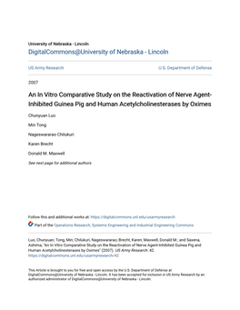 An in Vitro Comparative Study on the Reactivation of Nerve Agent- Inhibited Guinea Pig and Human Acetylcholinesterases by Oximes