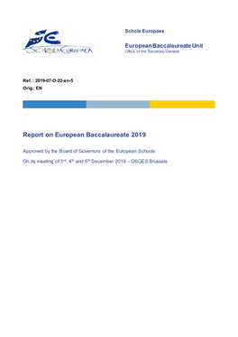 Report on European Baccalaureate 2019