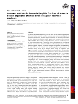 Deterrent Activities in the Crude Lipophilic Fractions