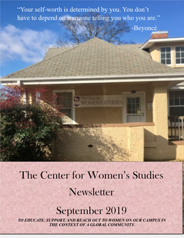 The Center for Women's Studies Newsletter September 2019