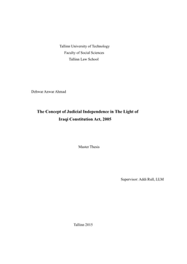 The Concept of Judicial Independence in the Light of Iraqi Constitution Act, 2005