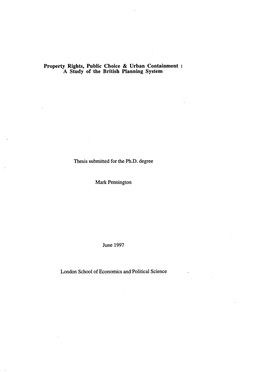 Property Rights, Public Choice & Urban Containment a Study of The