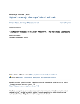 The Ansoff Matrix Vs. the Balanced Scorecard