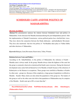 Scheduled Caste Andthe Politics of Maharashtra
