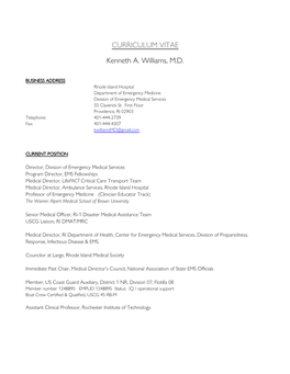 CURRICULUM VITAE Kenneth A. Williams, M.D