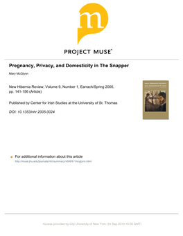 Pregnancy, Privacy, and Domesticity in the Snapper