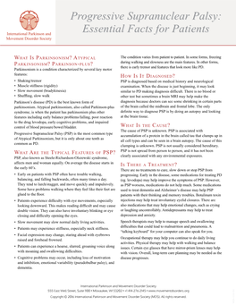 Essential Facts for Patients Progressive Supranuclear Palsy