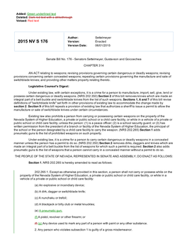 2015 NV S 176 Enacted-Effective 7-1-15