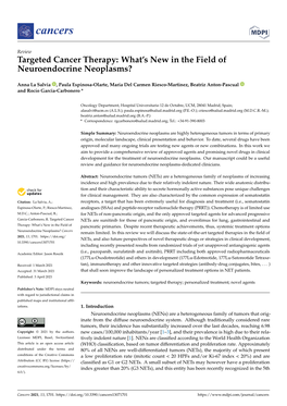 Targeted Cancer Therapy: What's New in the Field of Neuroendocrine