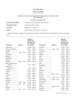 CHAPTER XVIII PENAL MATTERS New York, 7 December 1953 .ENTRY INTO FORCE