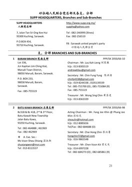 SUPP HQ, Branches and Sub-Branches