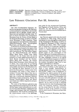 Late Paleozoic Glaciation: Part III, Antarctica