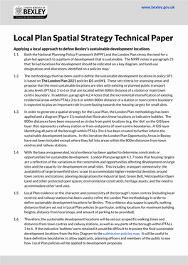 Local Plan Spatial Strategy Technical Paper