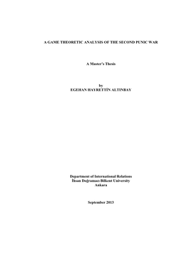 A Game Theoretic Analysis of the Second Punic War A