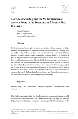 Italy and the Mediterranean of Ancient Rome in the Twentieth and Twenty-First Centuries