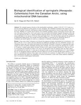 From the Canadian Arctic, Using Mitochondrial DNA Barcodes