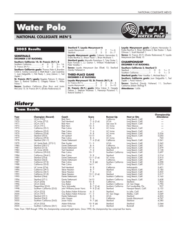 2005 NCAA Men's Water Polo Championship Records Book