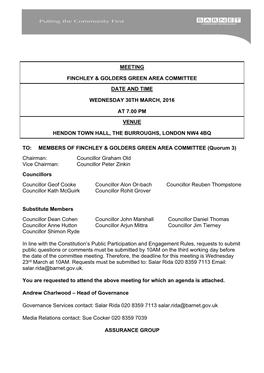 Agenda Document for Finchley & Golders Green Area Committee, 30