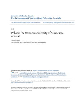 What Is the Taxonomic Identity of Minnesota Wolves? L