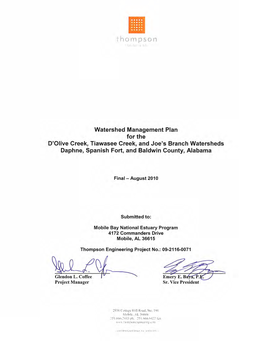 D'olive Comprehensive Watershed Management Plan