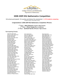 2008-2009 KSU Mathematics Competition