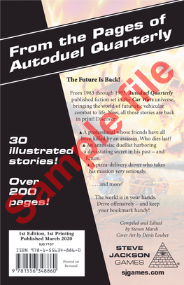 AUTODUEL TALES: the FICTION of CAR WARS ® from the Pages of Autoduel ® Autoduel Quarterly Tales the Future Is Back!