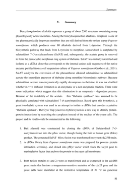 Summary 81 V. Summary Benzylisoquinoline Alkaloids